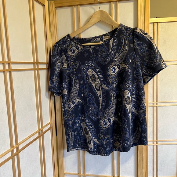 Navy Paisley Women's Top - Picture 1 of 6